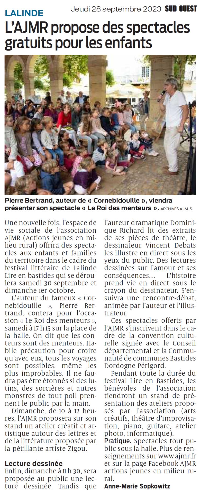 Ajmr lire en bastides sud ouest 28 09 2023