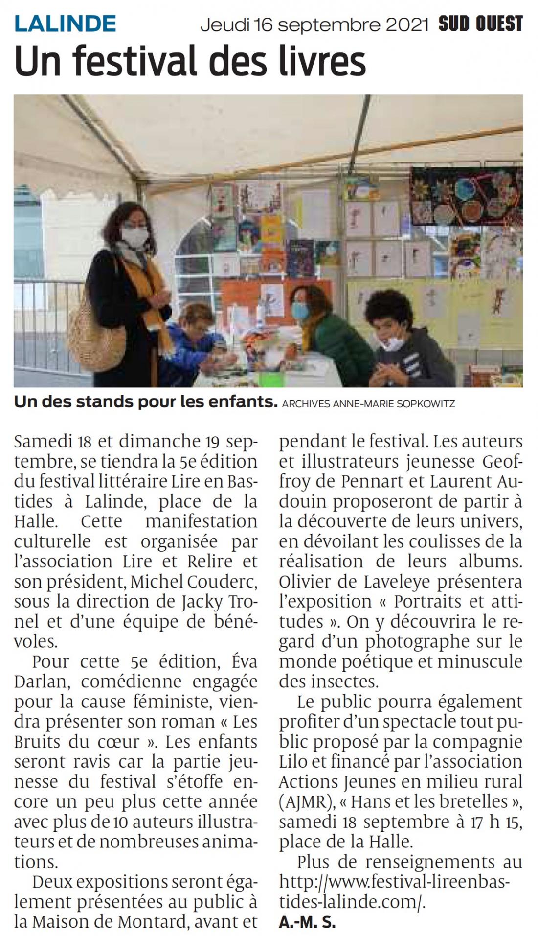 Article sud ouest du 16 09 2021