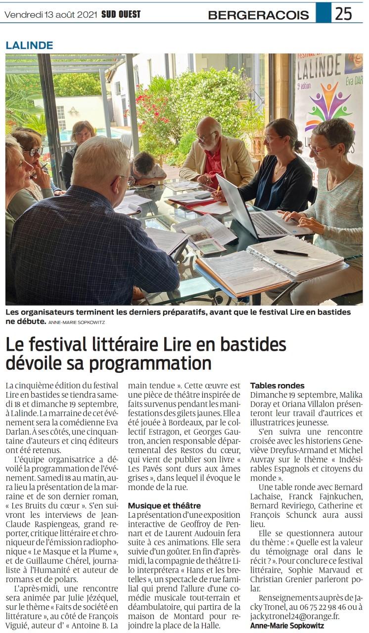 Festival lire en bastides sud ouest 13 08 2021