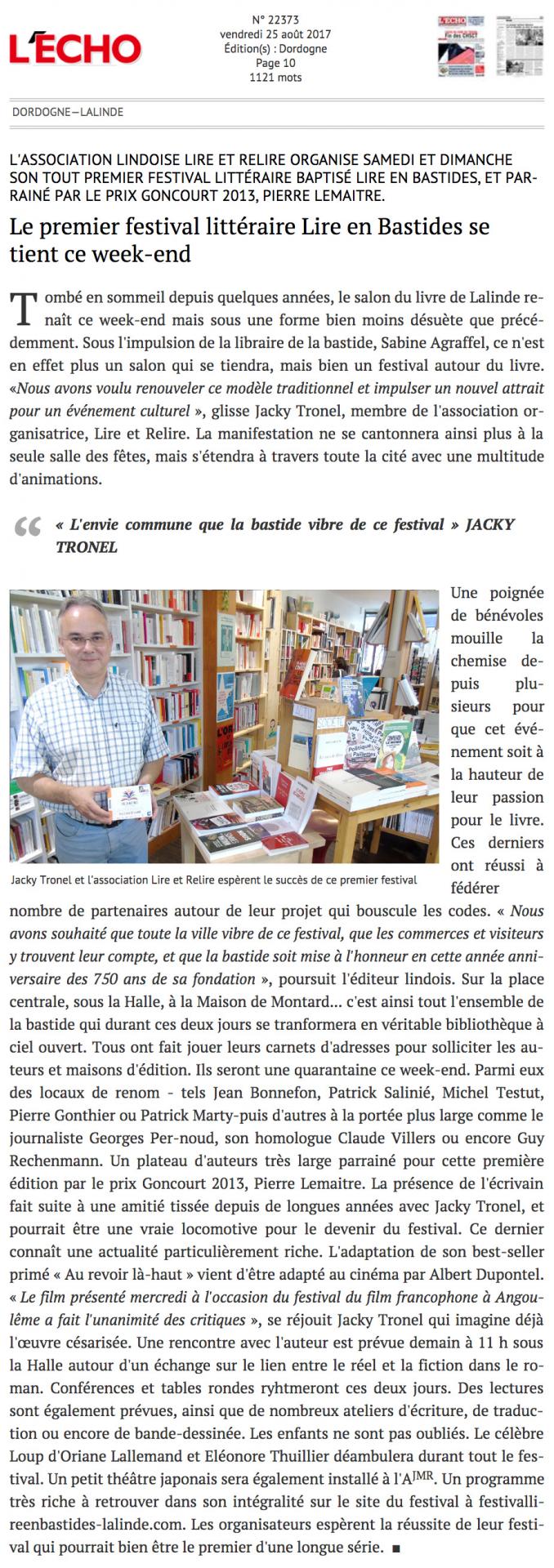 Journal l echo de la dordogne 25 08 2017