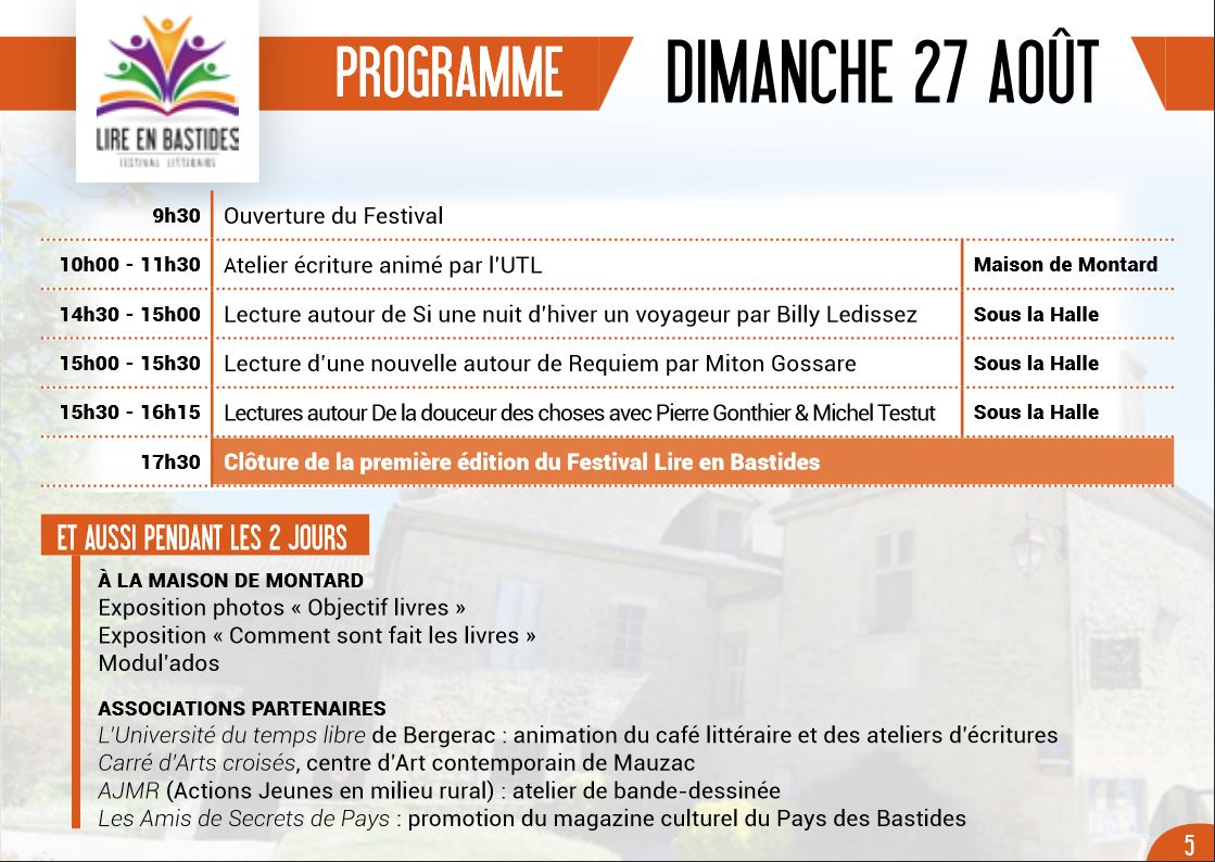 Programme dimanche 27 aout 2017